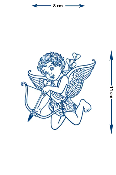 Eros Bebek Melek ve Aşk Oku Motifli Sanatsal Vücut Dövmesi - 1 Ay Kalıcı / Yarı Kalıcı