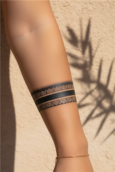 Etnik Desenli Geometrik Kol ve Bilek Bandı Tattoo - Yarı Kalıcı / 1 Ay Kalıcı