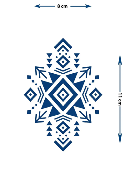 Etnik Geometrik Sembol ve Aztek Motifli Sanatsal Vücut Dövmesi - 1 Ay Kalıcı / Yarı Kalıcı