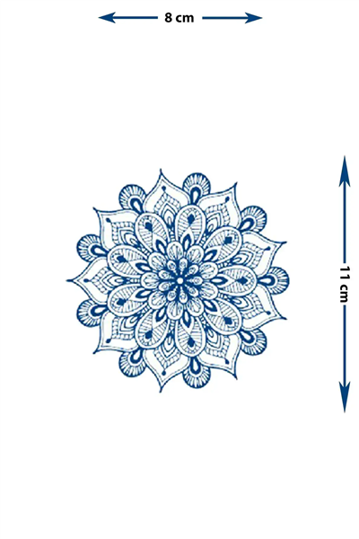 Etnik Mandala ve Geometrik Çiçek Motifli Sanatsal Vücut Dövmesi - 1 Ay Kalıcı / Yarı Kalıcı