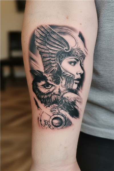 Kanatlı Miğfer ve Baykuş Geçici Dövme | Su Geçirmez İskandinav Temalı Body Art
