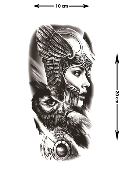 Kanatlı Miğfer ve Baykuş Geçici Dövme | Su Geçirmez İskandinav Temalı Body Art