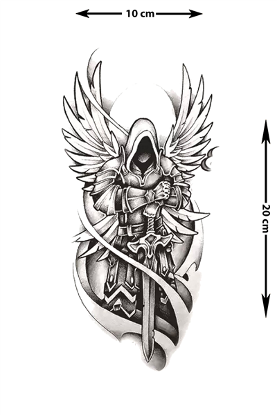 Melek Savaşçı Kılıç Kanat Geçici Tattoo Dövme