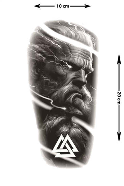 Odin Yıldırım Valknut Geçici Dövme – Gerçekçi Norse Portre