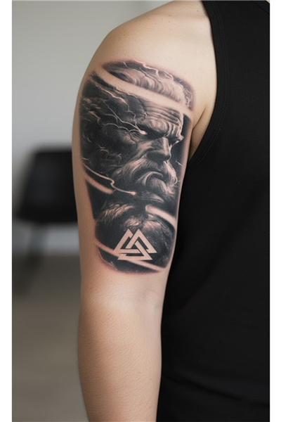 Odin Yıldırım Valknut Geçici Dövme – Gerçekçi Norse Portre
