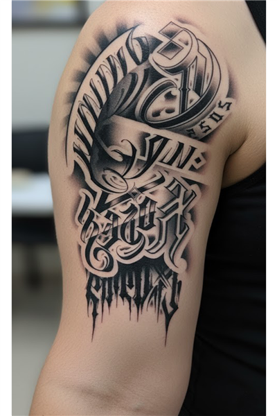BSUS Gotik Script Geçici Dövme – Siyah Beyaz Drip Efekt