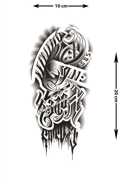 BSUS Gotik Script Geçici Dövme – Siyah Beyaz Drip Efekt
