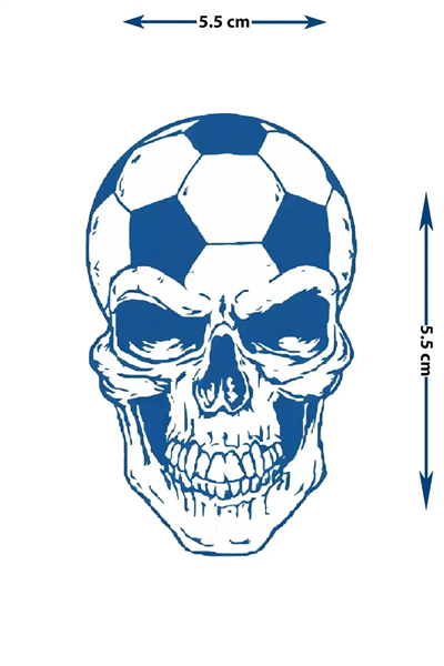 Futbol Topu Detaylı Kuru Kafa Yarı Kalıcı Dövme / 1 Ay Kalıcı - Fanatik ve Gotik Temalı Geçici Dövme