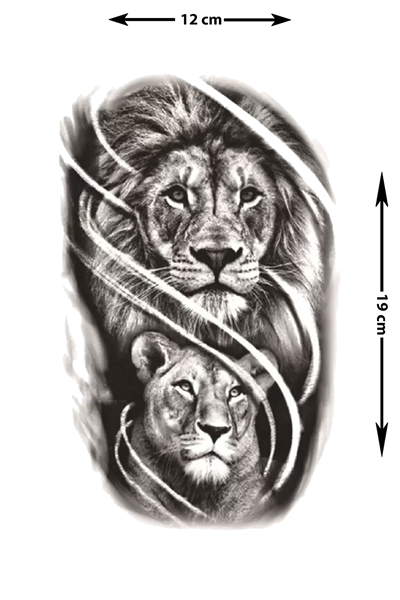 Geçici Dövme | Aslan, Kral ve Aile Tasarımı – Gücün, Liderliğin ve Aile Bağlarının Simgesi