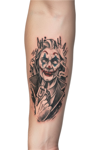 Geçici Dövme | Joker ve Silah Tasarımı – Kaosun, Gücün ve Tehlikenin Simgesi