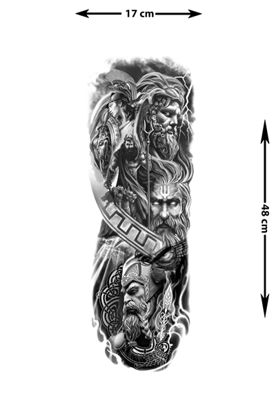 Geçici Kol kaplama-odin ve viking savaşçı dövmesi 