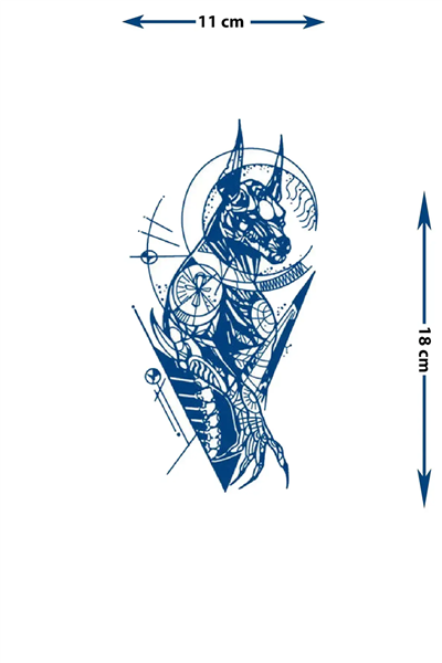 Geometrik Anubis ve Antik Mısır Temalı Dövme - Yarı Kalıcı / 1 Ay Kalıcı Tattoo