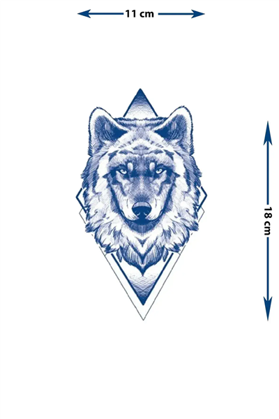 Geometrik Kurt Başı Omuz Dövmesi - Yarı Kalıcı / 1 Ay Kalıcı Tattoo