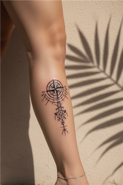 Geometrik Pusula ve Ok Dövme - Yarı Kalıcı / 1 Ay Kalıcı Tattoo