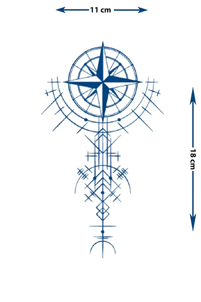 Geometrik Pusula ve Ok Dövme - Yarı Kalıcı / 1 Ay Kalıcı Tattoo