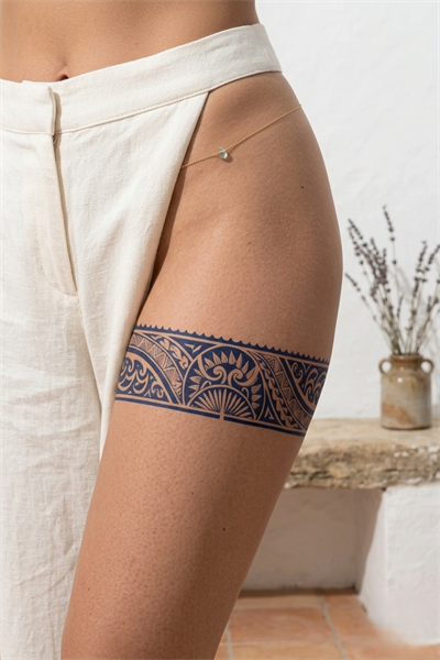 Geometrik Şerit Yarı Kalıcı Dövme / 1 Ay Kalıcı - Minimalist Çizgi ve Tribal Desenli Geçici Kol ve Bacak Dövmesi