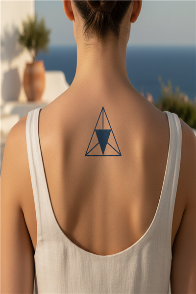 Geometrik Üçgen Kompozisyonu Yarı Kalıcı Dövme / 1 Ay Kalıcı - Minimalist ve Ezoterik Temalı Sırt Geçici Dövme
