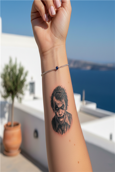 Gerçekçi Joker Portre Yarı Kalıcı Dövme / 1 Ay Kalıcı - Heath Ledger Joker Temalı Geçici Dövme