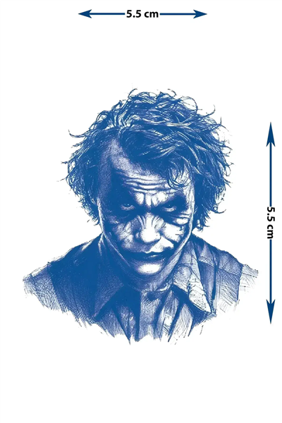 Gerçekçi Joker Portre Yarı Kalıcı Dövme / 1 Ay Kalıcı - Heath Ledger Joker Temalı Geçici Dövme