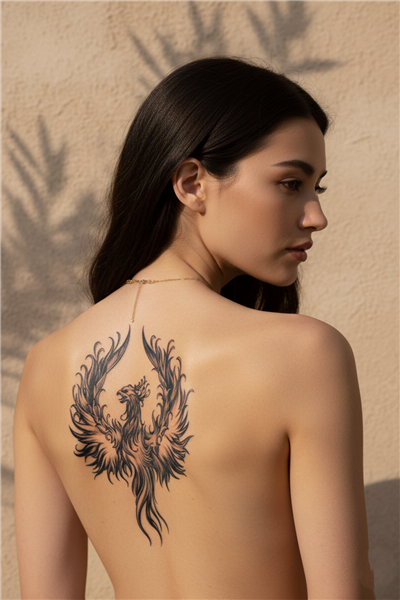 Görkemli Kanatlı Anka Kuşu ve Mitolojik Yeniden Doğuş Tattoo - Yarı Kalıcı / 1 Ay Kalıcı
