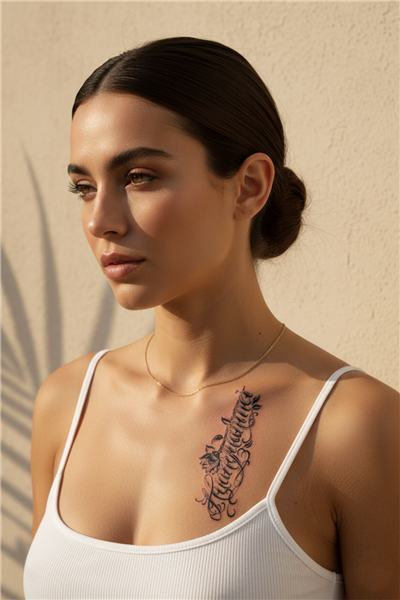 Gotik Yazılı ve Çiçek Motifli Dövme - Yarı Kalıcı / 1 Ay Kalıcı Tattoo