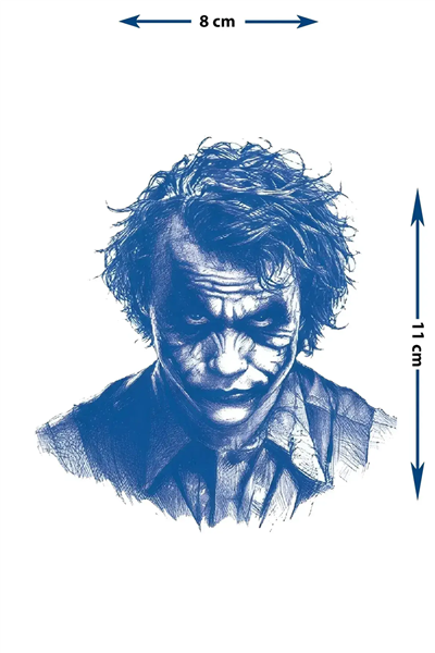 Hiper-Realistik Joker Portre Tasarımlı Sanatsal Vücut Dövmesi - 1 Ay Kalıcı / Yarı Kalıcı