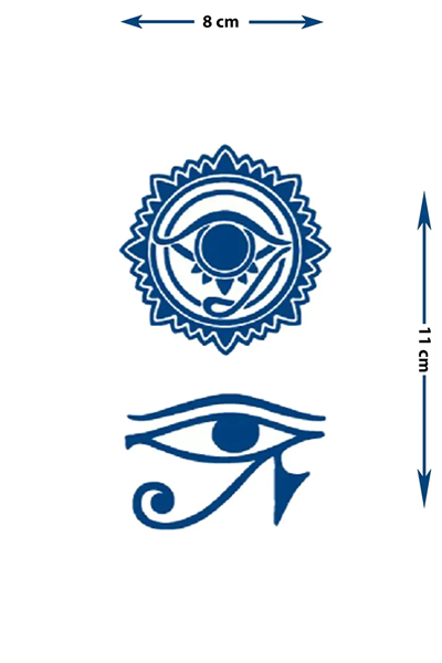 Horus’un Gözü ve Mistik Üçüncü Göz Tasarımlı Geçici Bilek Dövmesi - 1 Ay Kalıcı / Yarı Kalıcı