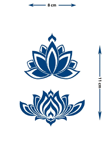 İkili Lotus Çiçeği ve Zen Sembolü Tasarımlı Sanatsal Vücut Dövmesi - 1 Ay Kalıcı / Yarı Kalıcı