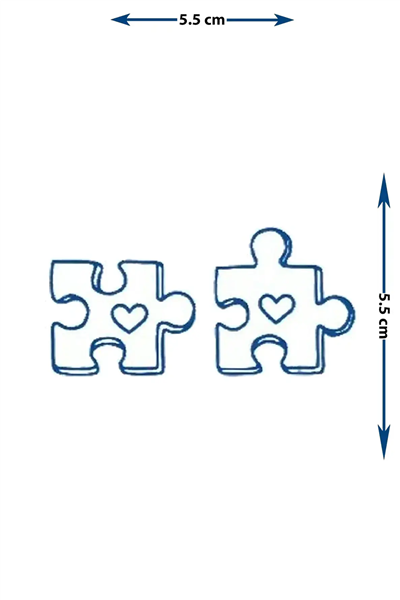 Kalp Detaylı Puzzle Parçaları Yarı Kalıcı Dövme / 1 Ay Kalıcı - Uyumu ve Sevgiyi Simgeleyen Geçici Dövme