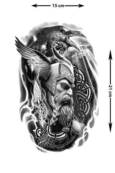 karga ve savaşçı viking bilgeliği dövmesi