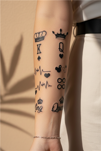 King & Queen Çift Dövme Seti - Yarı Kalıcı / 1 Ay Kalıcı Karma Tattoo