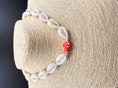 Doğal Deniz Kabuğu Kolye Balık Figürlü Nazar Boncuklu Choker Bohem Kolye