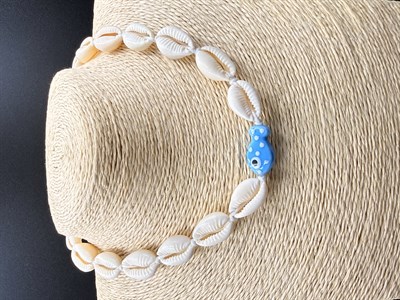 Doğal Deniz Kabuğu Kolye Balık Figürlü Nazar Boncuklu Choker Bohem Kolye