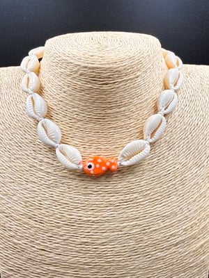 Doğal Deniz Kabuğu Kolye Balık Figürlü Nazar Boncuklu Choker Bohem Kolye