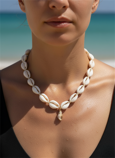 Doğal Deniz Kabuğu Kolye Balık Figürlü Nazar Boncuklu Choker Bohem Kolye