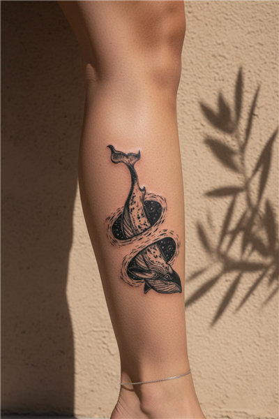 Kozmik Balina ve Uzay Döngüsü Dövme - Yarı Kalıcı / 1 Ay Kalıcı Tattoo