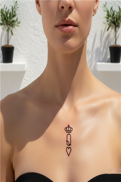 Kupa Kızı Sembolü Yarı Kalıcı Dövme / 1 Ay Kalıcı - Queen of Hearts Temalı Minimalist Geçici Dövme