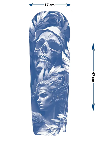 Kurukafa, Antik Kadın ve Gül Motifli Tam Kol Kaplama Tattoo - Yarı Kalıcı / 1 Ay Kalıcı