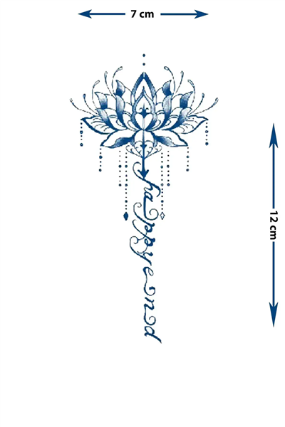 Lotus Çiçeği ve El Yazısı Yarı Kalıcı Dövme / 1 Ay Kalıcı