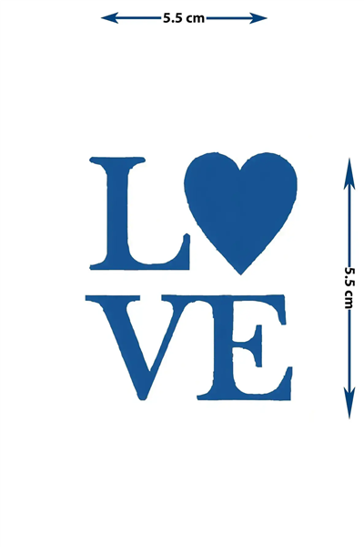 LOVE Yazılı Kalp Detaylı Yarı Kalıcı Dövme / 1 Ay Kalıcı - İkonik Tasarım ve Aşk Temalı Geçici Dövme