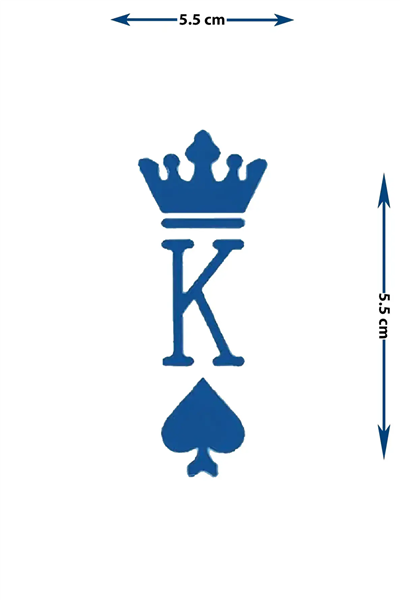 Maça Papazı Sembolü Yarı Kalıcı Dövme / 1 Ay Kalıcı - King of Spades Temalı Minimalist Geçici Dövme