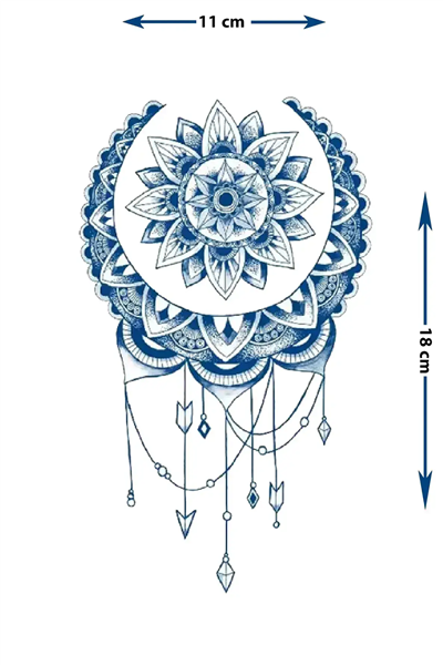 Mandala ve Lotus Çiçeği Dövme - Yarı Kalıcı / 1 Ay Kalıcı Tattoo