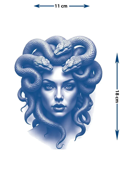 Medusa Dövmesi – Mitolojik Güç ve Gizem Tasarımı 1 Ay Kalıcı & Yarı Kalıcı Dövme
