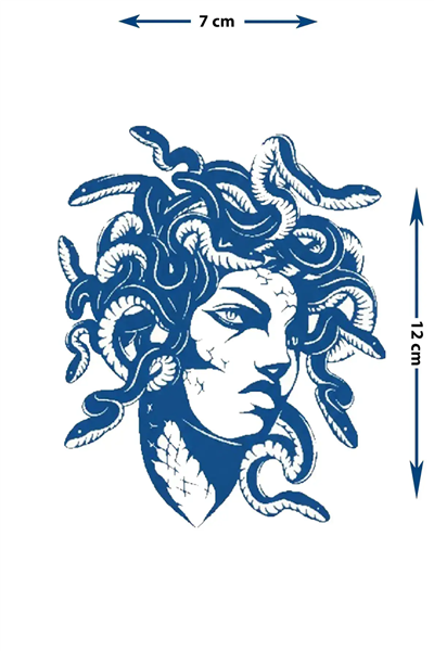 Medusa Portre Yarı Kalıcı Dövme / 1 Ay Kalıcı - Antik Yunan Mitolojisi Temalı Geçici Dövme