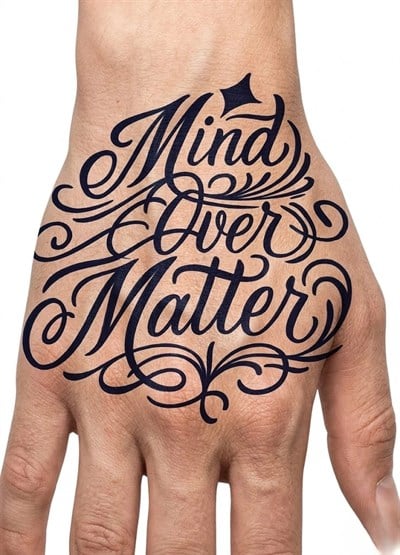 Mind Over Matter Yazılı Yarı Kalıcı Dövme – Motivasyon Temalı 1 Ay Kalıcı Yazı Dövmesi