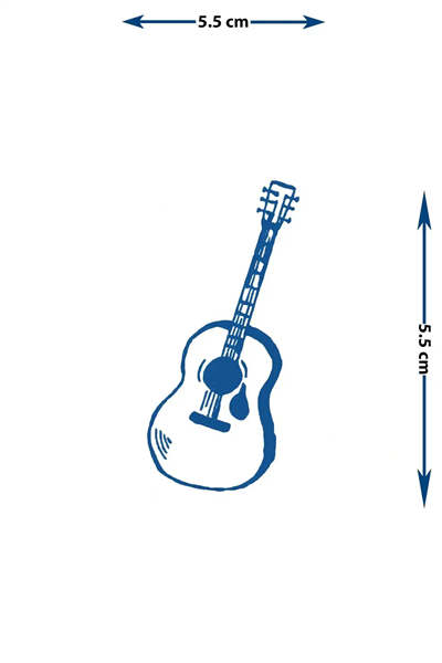 Minimalist Akustik Gitar Yarı Kalıcı Dövme / 1 Ay Kalıcı - Müzik Tutkusu ve Sanatsal Geçici Dövme