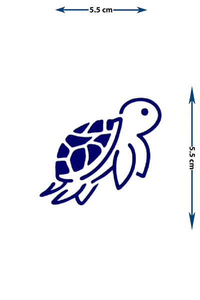Minimalist Deniz Kaplumbağası Yarı Kalıcı Dövme / 1 Ay Kalıcı - Caretta Caretta ve Doğa Temalı Geçici Dövme