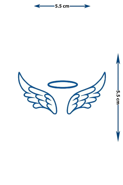 Minimalist Melek Kanatları ve Hale Yarı Kalıcı Dövme / 1 Ay Kalıcı - Spiritüel ve Koruyucu Temalı Geçici Dövme
