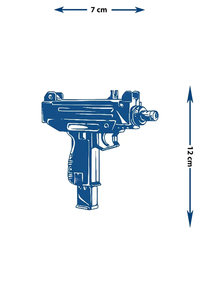 Minimalist Uzi Makineli Tabanca Yarı Kalıcı Dövme / 1 Ay Kalıcı - Street Style ve Grafik Geçici Dövme