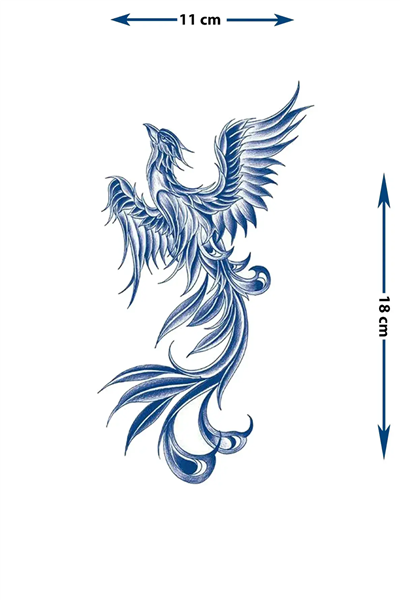 Mistik Anka Kuşu ve Akışkan Formlu Sanatsal Tattoo - Yarı Kalıcı / 1 Ay Kalıcı